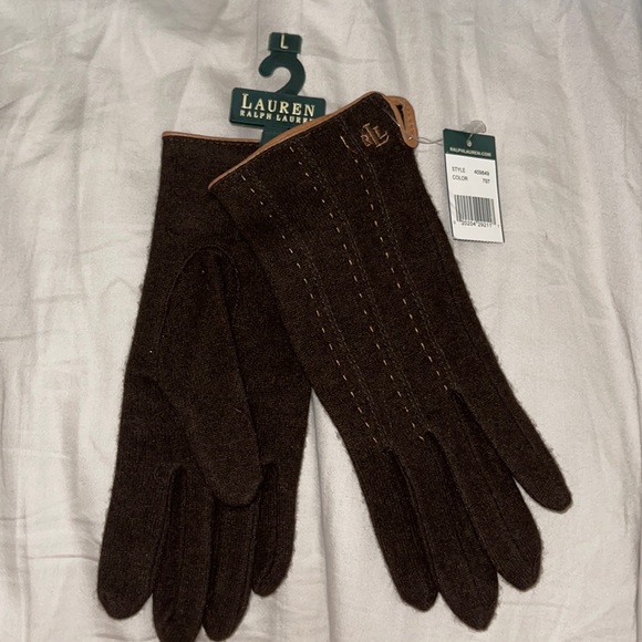 NWT ladies brown with camel trim gloves size Large - Picture 1 of 6